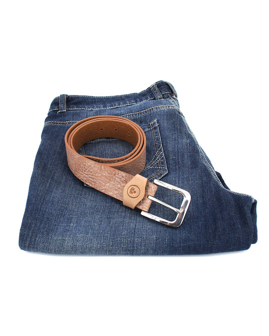 Handgefertigter Echtleder-Gürtel „Stone Brown“ – 4 cm Breite