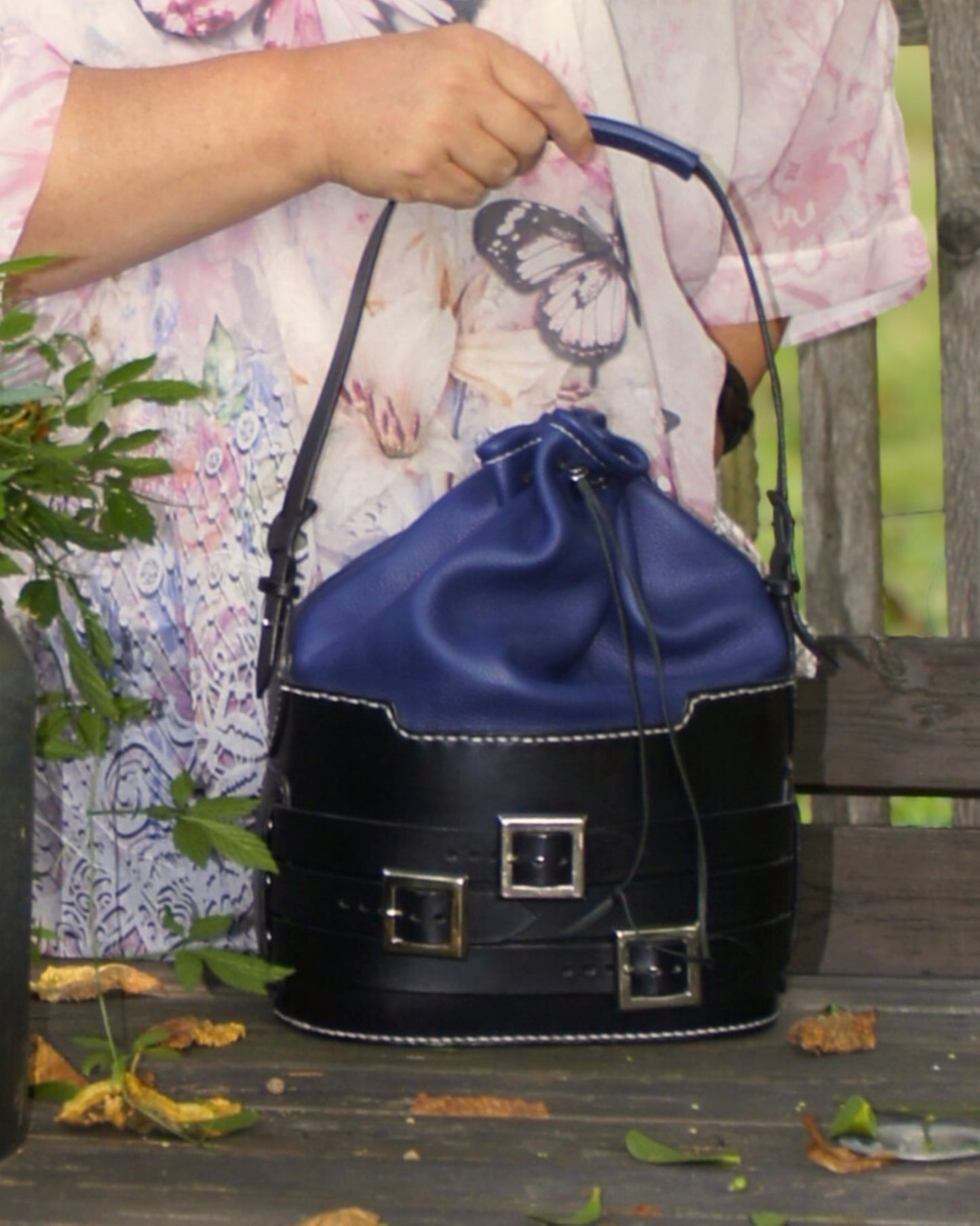 Handgefertigte Bucket Bag im Vintage Stil