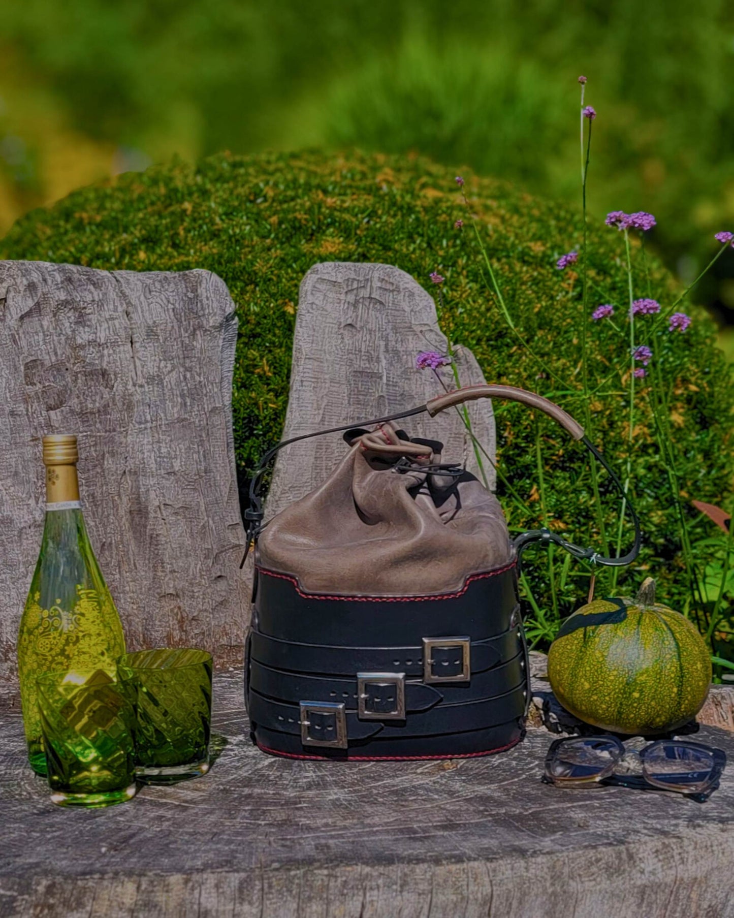 Handgefertigte Bucket Bag im Vintage Stil