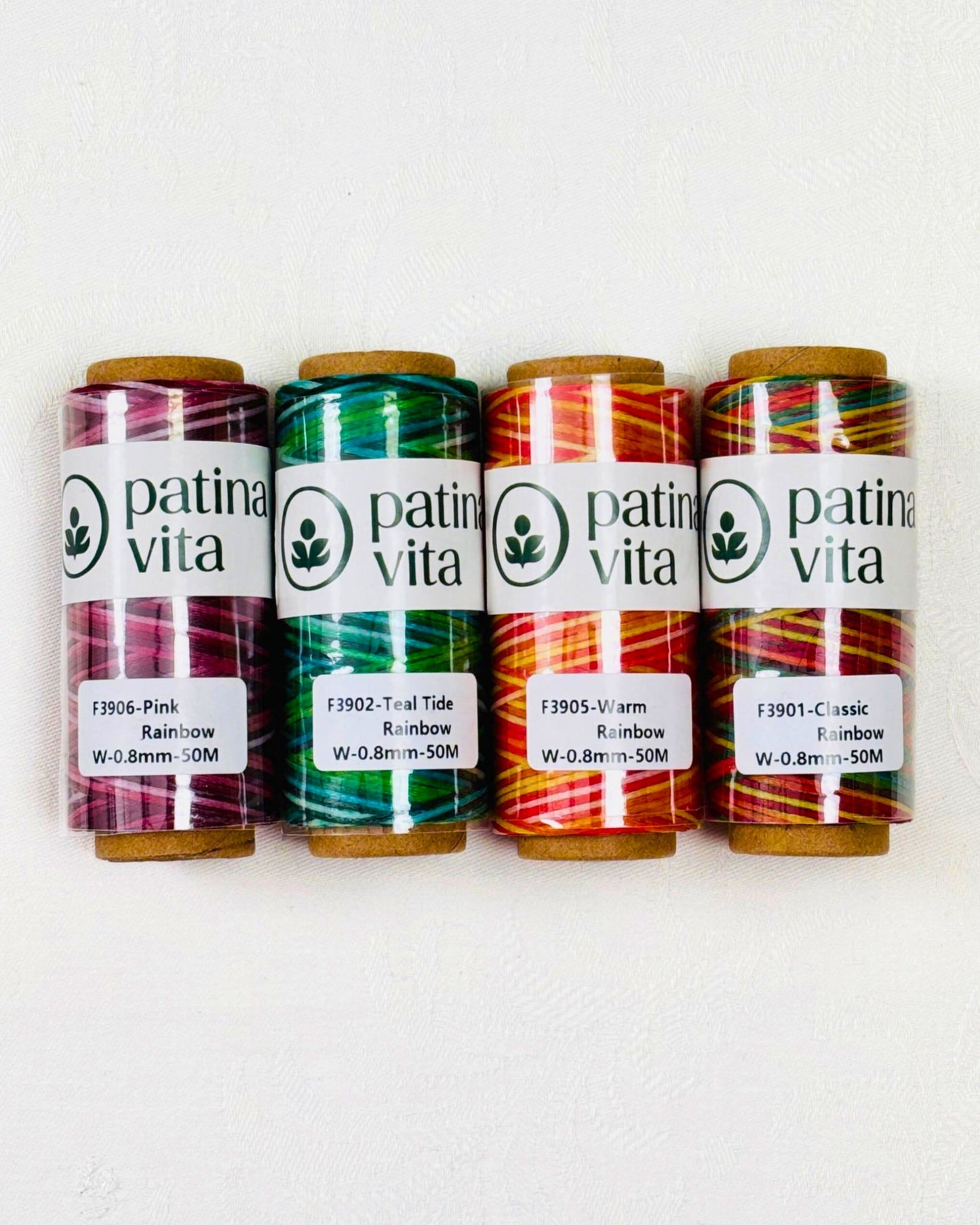 Ledergarn, Forellenfaden - gewachst zum Handnähen, Stärke 0.8 mm, 50 Meter - Regenbogen