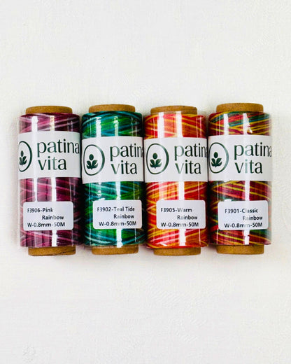 Ledergarn, Forellenfaden - gewachst zum Handnähen, Stärke 0.8 mm, 50 Meter - Regenbogen