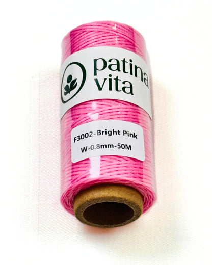 Ledergarn, Forellenfaden - gewachst zum Handnähen, Stärke 0.8 mm, 50 Meter viele Farben