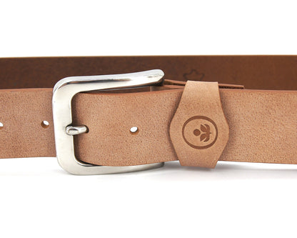 Handgefertigter Echtleder-Gürtel „Stone Brown“ – 4 cm Breite