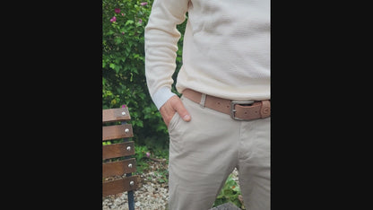 Handgefertigter Echtleder-Gürtel „Stone Brown“ – 4 cm Breite